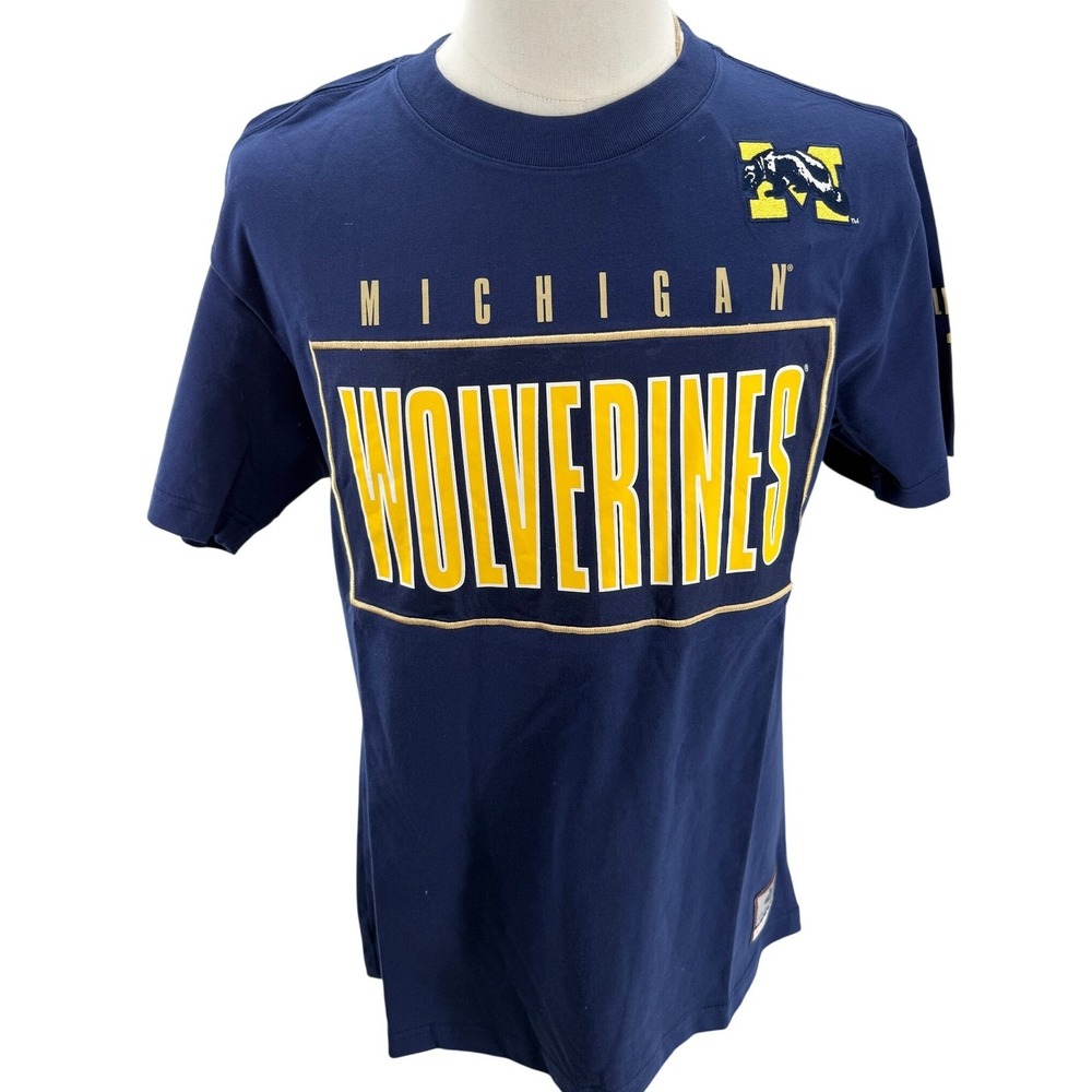 Mitchell & Ness Michigan Wolverines Navy‎ Premium Tee Shirt Mens Medium NEW